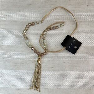 The Limited Gold Tassel Necklace with Champagne & Opal Beads